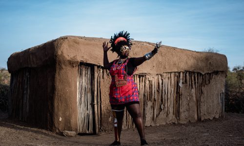 Enkayukoni (the healer), Green Architecture Project, Kenya, Twala Tenebo Women Village, 2022. Photo: Kadesa Sarah. Performed by Lindsay Obath.